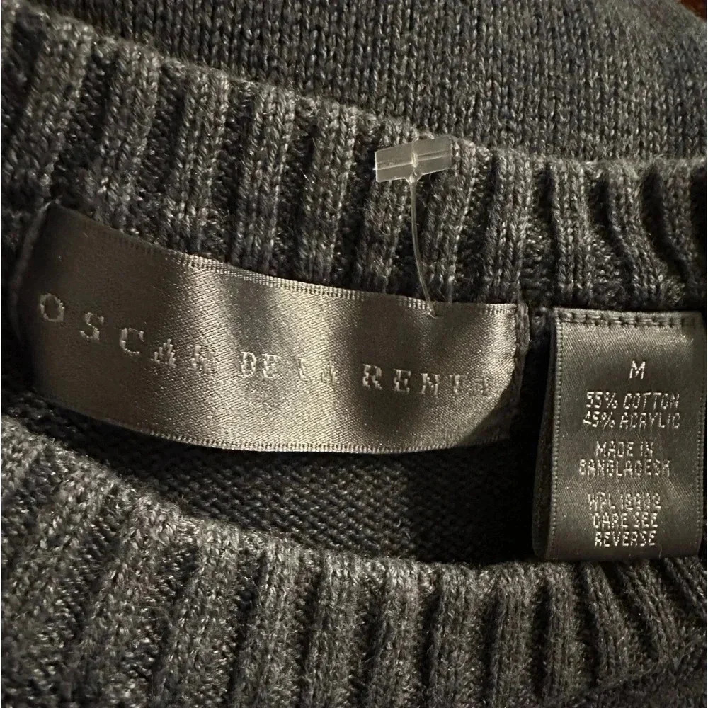Oscar De La Renta Sweater Gray Blue Long Sleeve size M - Picture 13 of 13